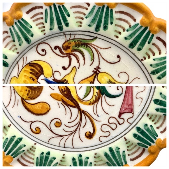 Antique Italian Majolica Wall Plates Renaissance Raffaellesco Dragons Italy 3pcs - Picture 11 of 14